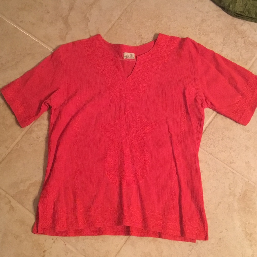 Elegant Turkish Cotton Red Blouse for Women